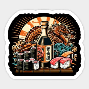 Oriental Art & Sushi Lover’s Dream: Dragon Japanese Cuisine Sticker